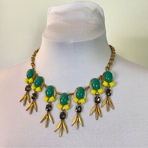 Statement Necklace | Jewel Tone Green & Yellow